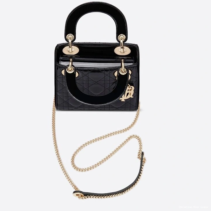 Cheap Patent Lady Calfskin Bag Cannage Mini Black Dior 0714 Luxury
